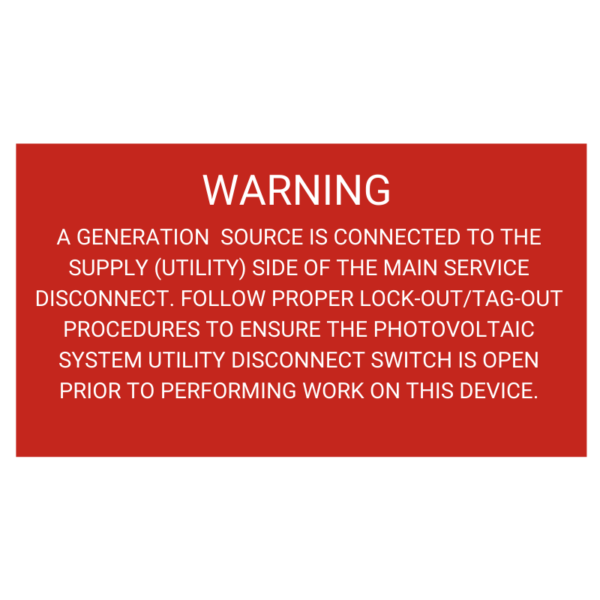 Warning Electric Shock Hazard Solar Label