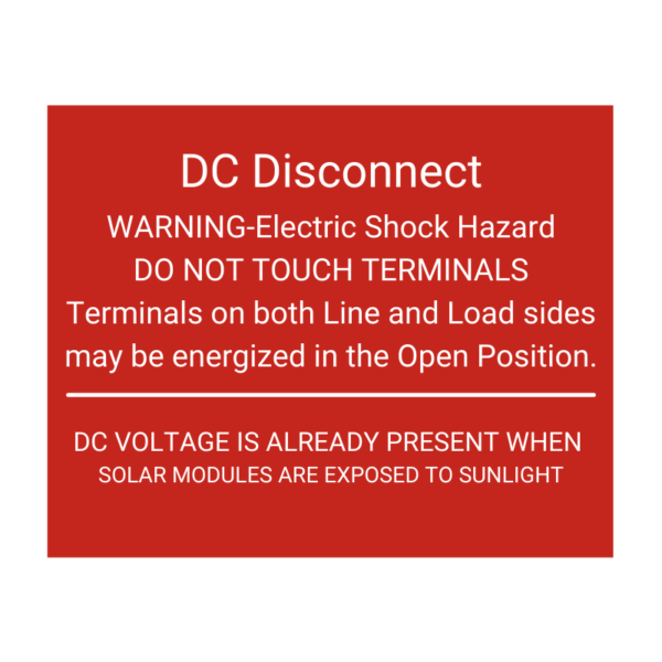 DC Disconnect Solar Tag