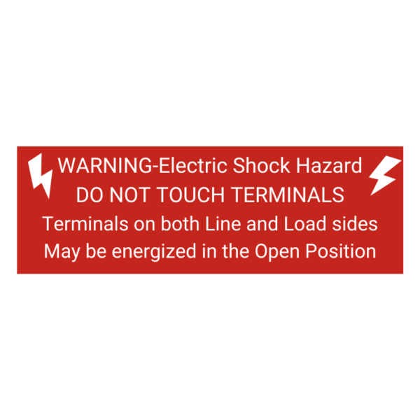 Warning Electric Shock Hazard Do Not Touch Terminals