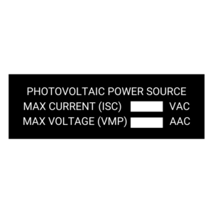 PHOTOVOLTACI POWER SOURCE MAX CURRENT (ISC) MAX VOLTAGE (VMP) BLACK