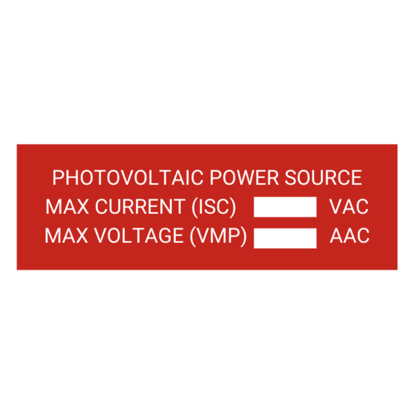 PHOTOVOLTACI POWER SOURCE MAX CURRENT (ISC) MAX VOLTAGE (VMP)